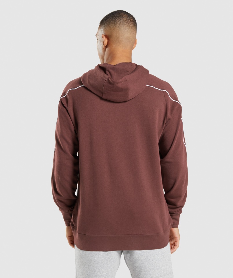 Gymshark Wnęka Bluza Z Kapturem Wiśnia Brązowo-biała