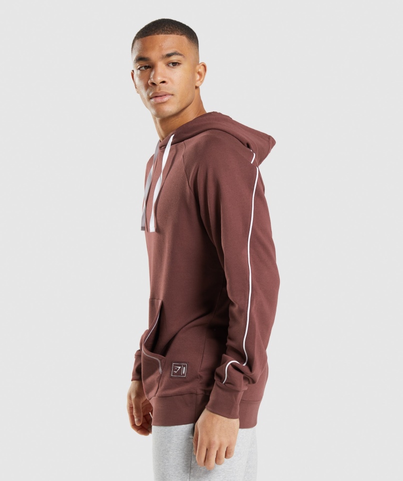 Gymshark Wnęka Bluza Z Kapturem Wiśnia Brązowo-biała