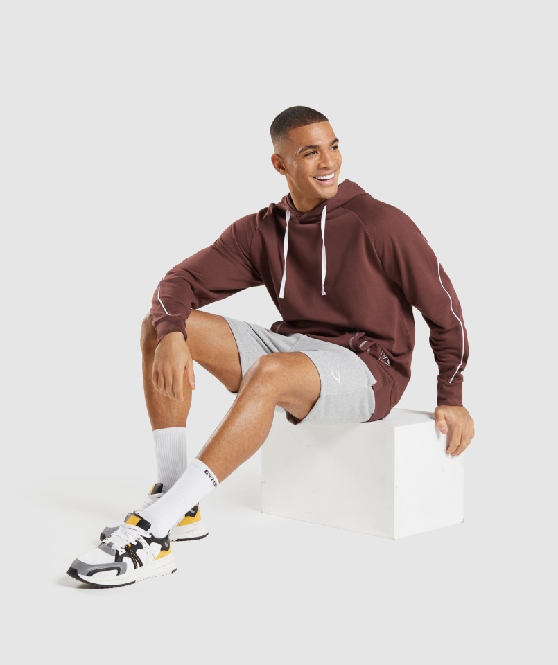 Gymshark Wnęka Bluza Z Kapturem Wiśnia Brązowo-biała