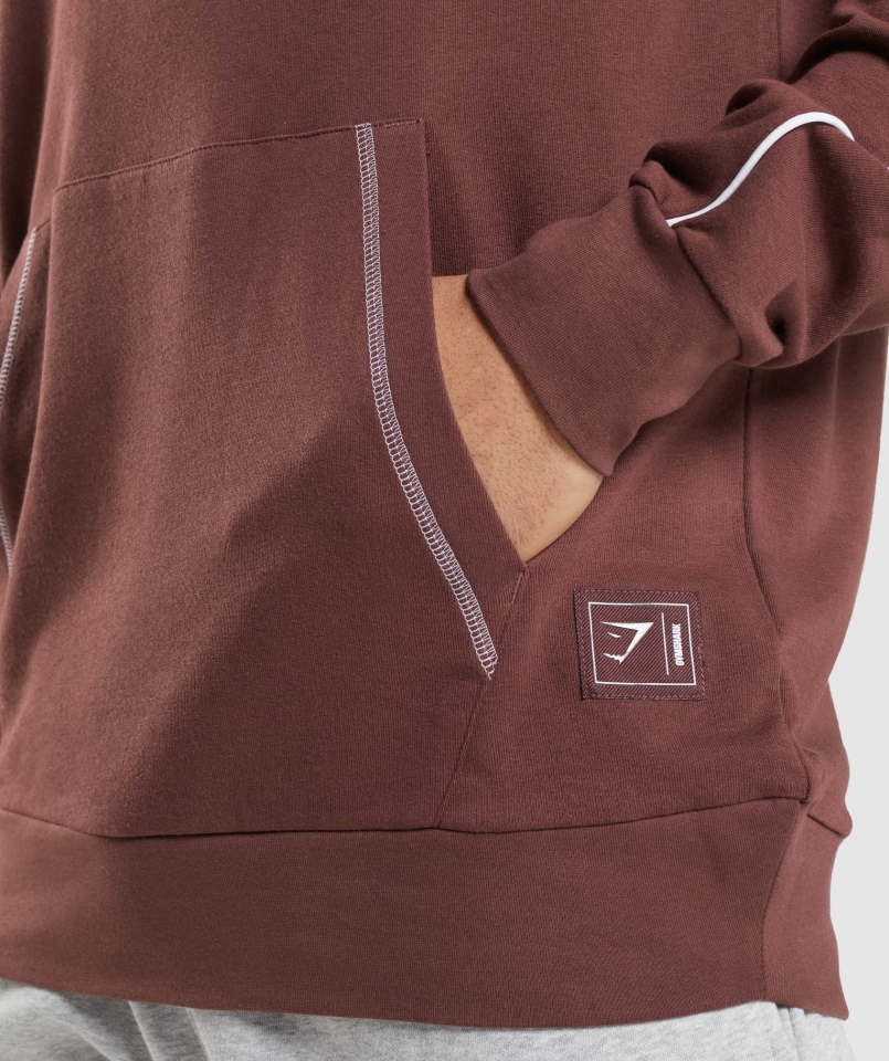 Gymshark Wnęka Bluza Z Kapturem Wiśnia Brązowo-biała