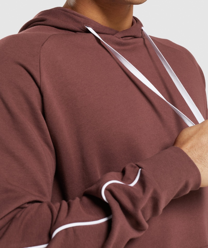 Gymshark Wnęka Bluza Z Kapturem Wiśnia Brązowo-biała