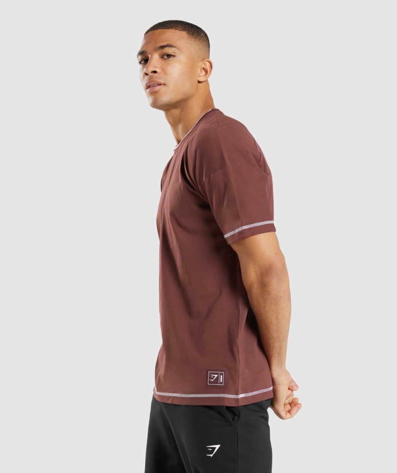 Koszulka Gymshark Wgłębienie Wiśnia Brązowo-biała