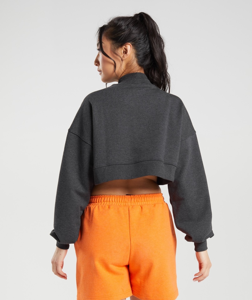 Gymshark Dzień Odpoczynku Bluzy Krótki Sweter Czarny Rdzeń Marl