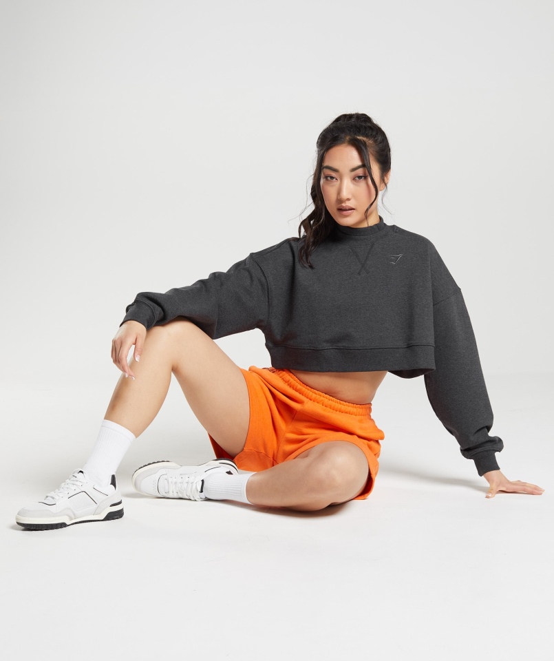Gymshark Dzień Odpoczynku Bluzy Krótki Sweter Czarny Rdzeń Marl