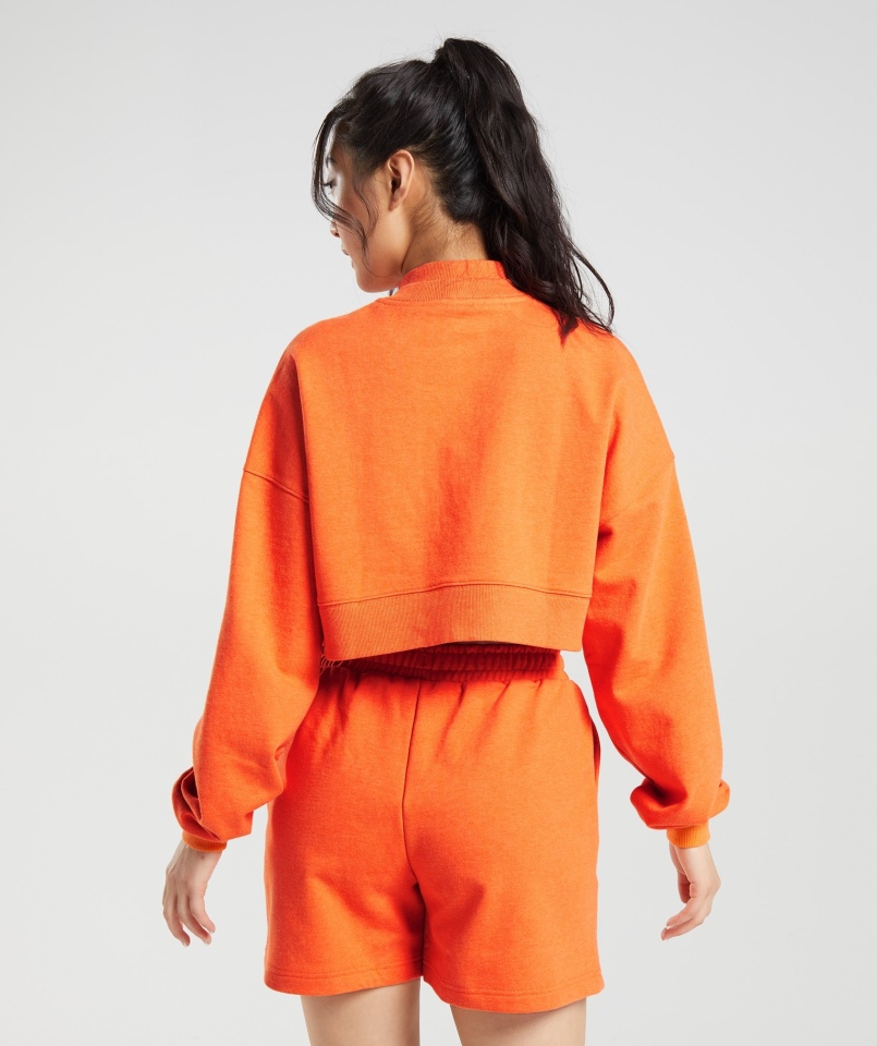 Gymshark Dzień Odpoczynku Bluzy Krótki Sweter Blaze Orange Marl