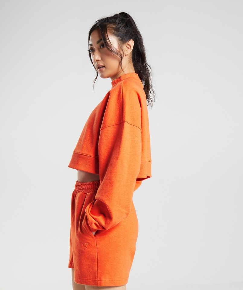 Gymshark Dzień Odpoczynku Bluzy Krótki Sweter Blaze Orange Marl