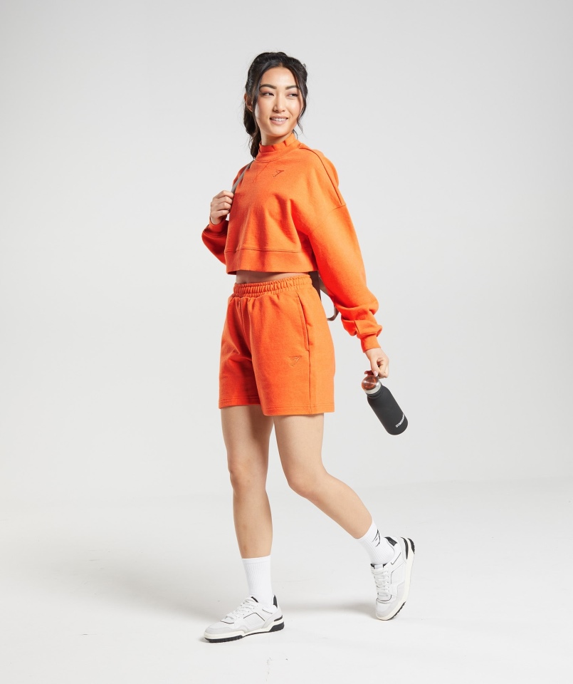 Gymshark Dzień Odpoczynku Bluzy Krótki Sweter Blaze Orange Marl