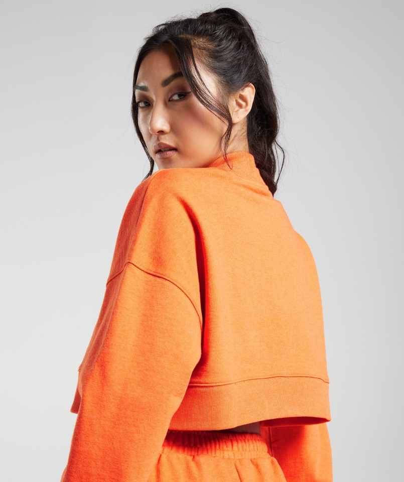 Gymshark Dzień Odpoczynku Bluzy Krótki Sweter Blaze Orange Marl