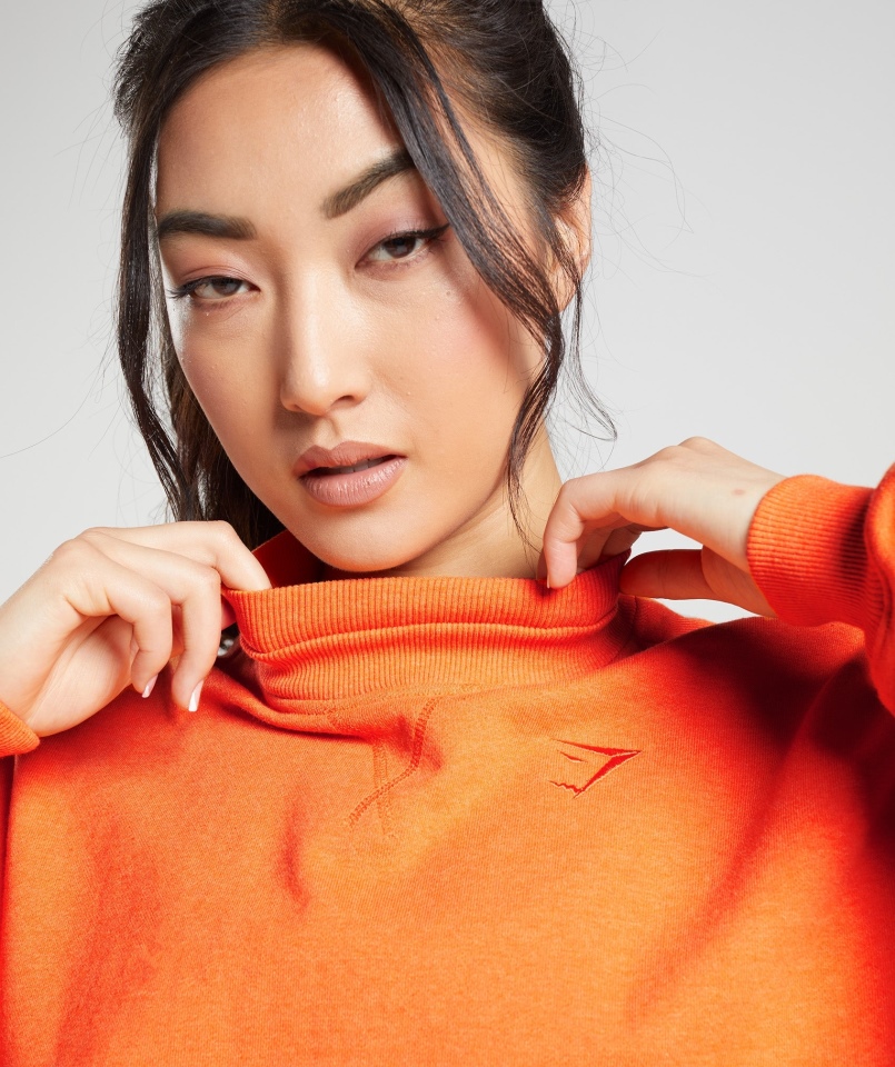 Gymshark Dzień Odpoczynku Bluzy Krótki Sweter Blaze Orange Marl