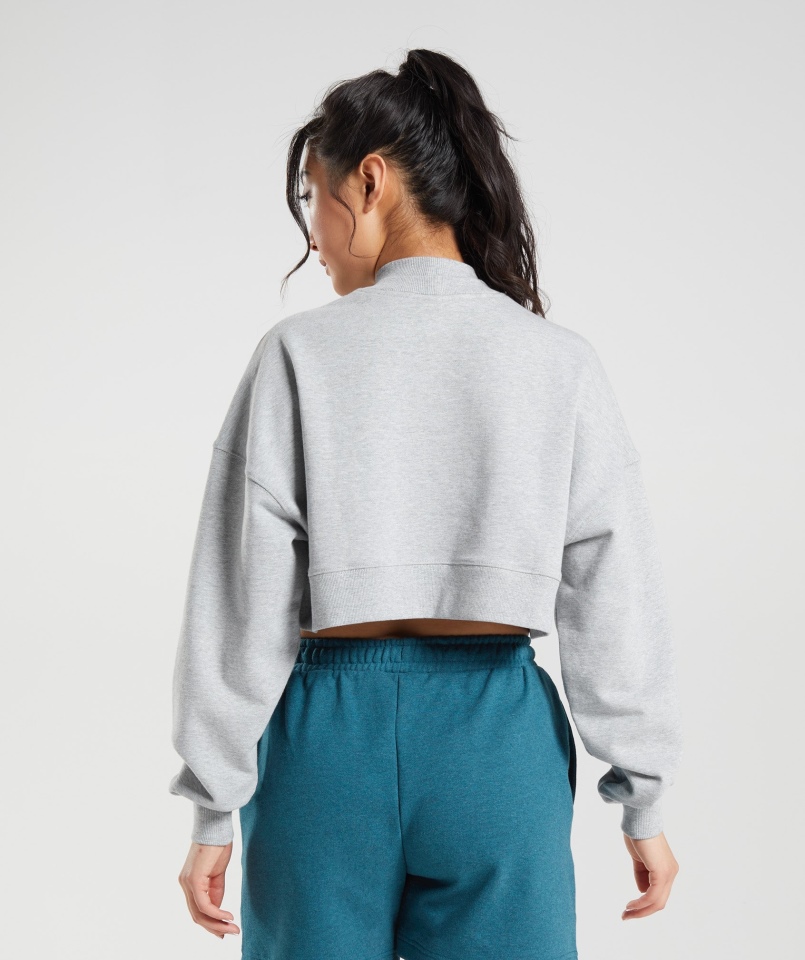 Gymshark Dzień Odpoczynku Bluzy Krótki Sweter Jasnoszary Rdzeń Marl