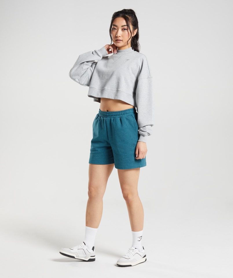 Gymshark Dzień Odpoczynku Bluzy Krótki Sweter Jasnoszary Rdzeń Marl