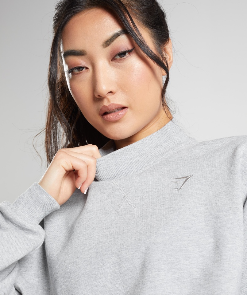 Gymshark Dzień Odpoczynku Bluzy Krótki Sweter Jasnoszary Rdzeń Marl