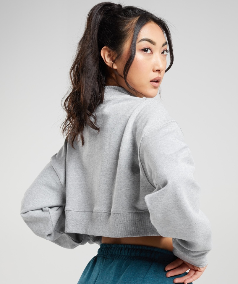 Gymshark Dzień Odpoczynku Bluzy Krótki Sweter Jasnoszary Rdzeń Marl