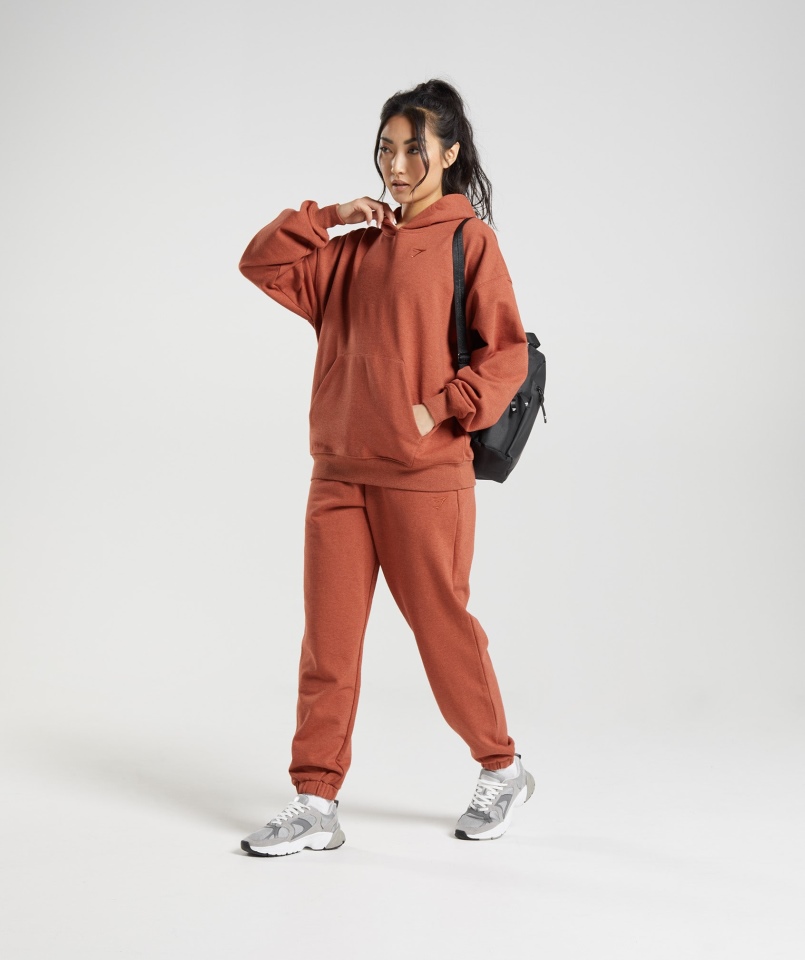 Gymshark Dzień Odpoczynku Bluza Z Kapturem Cynamonowy Brązowy Marl