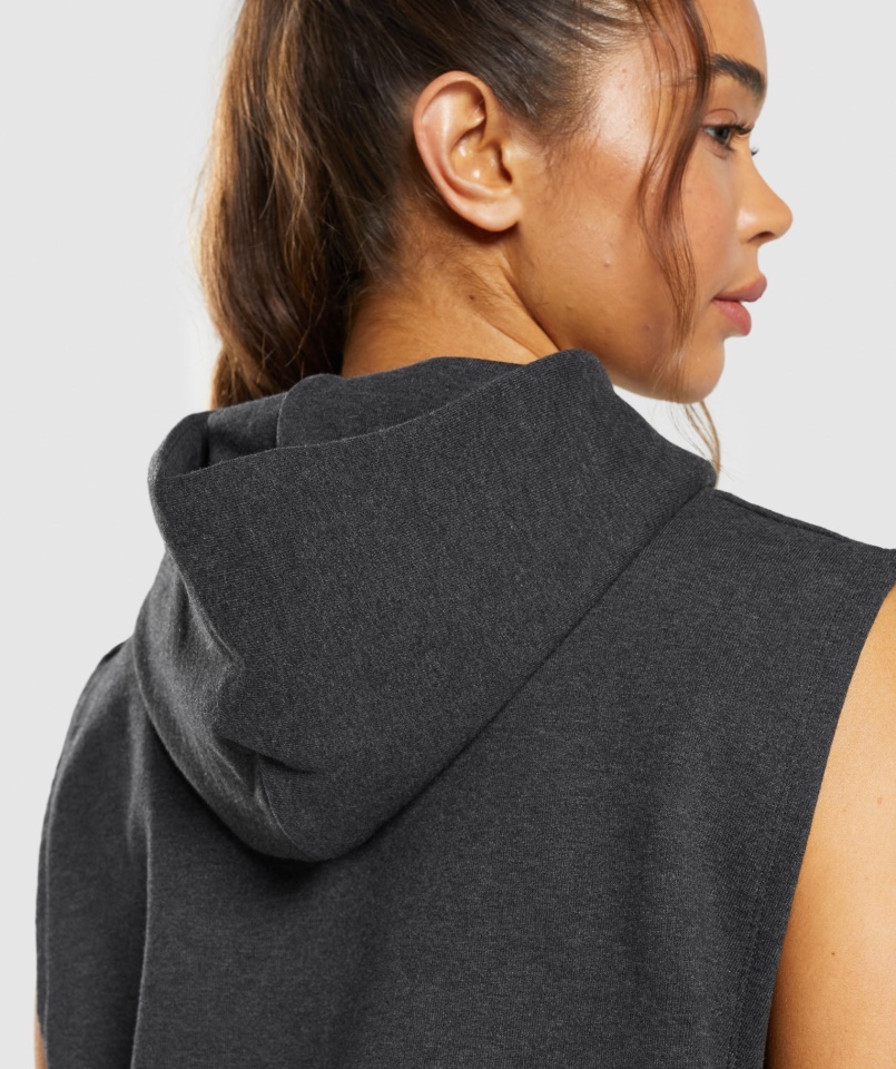 Gymshark Dzień Odpoczynku Bluza Z Kapturem Bez Rękawów Black Core Marl