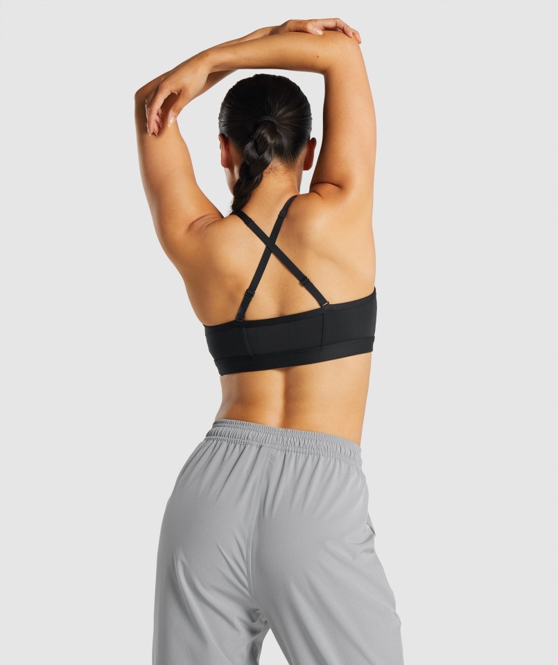 Gymshark Marszczony Biustonosz Sportowy Czarny