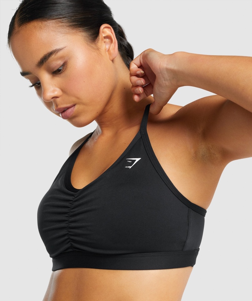 Gymshark Marszczony Biustonosz Sportowy Czarny
