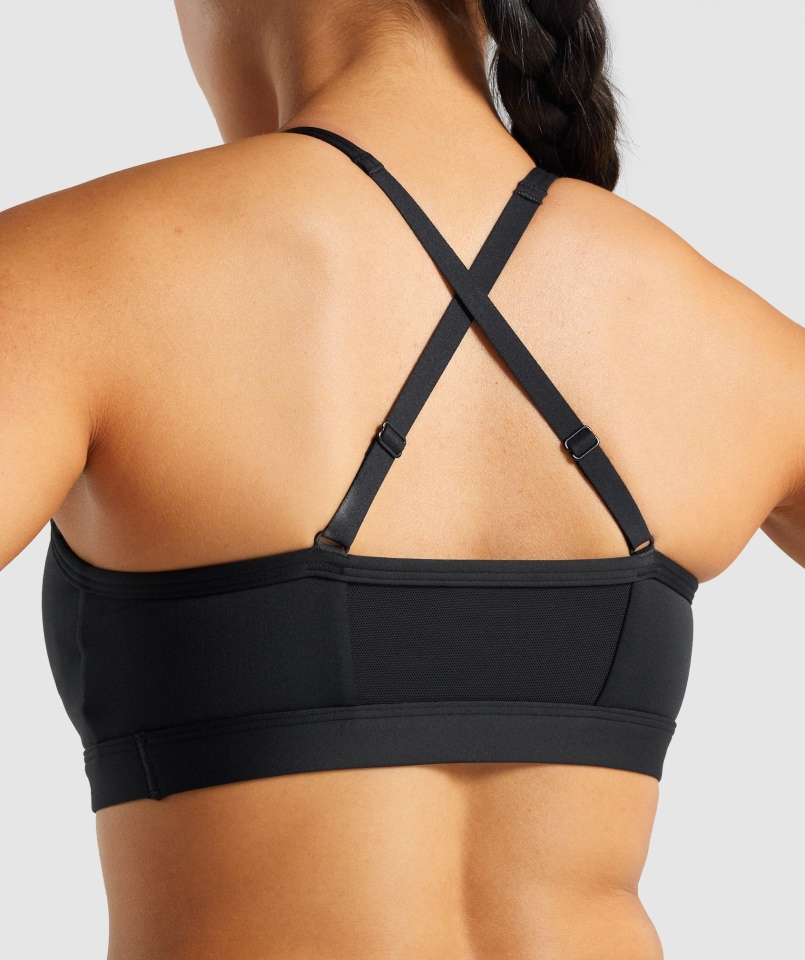 Gymshark Marszczony Biustonosz Sportowy Czarny