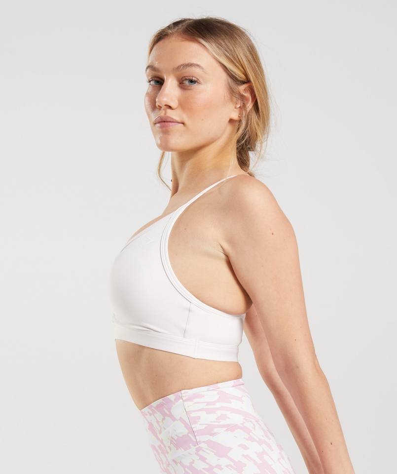 Gymshark Marszczony Biustonosz Sportowy Biały Kokosowy