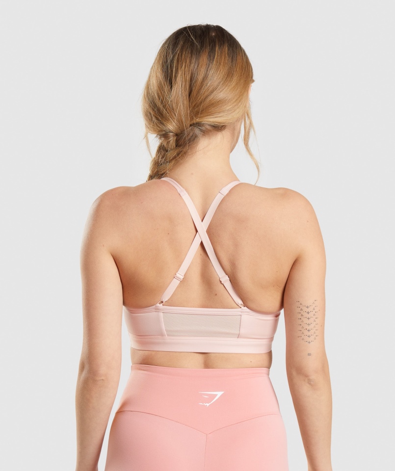 Gymshark Ruched Biustonosz Sportowy Jasnoróżowy