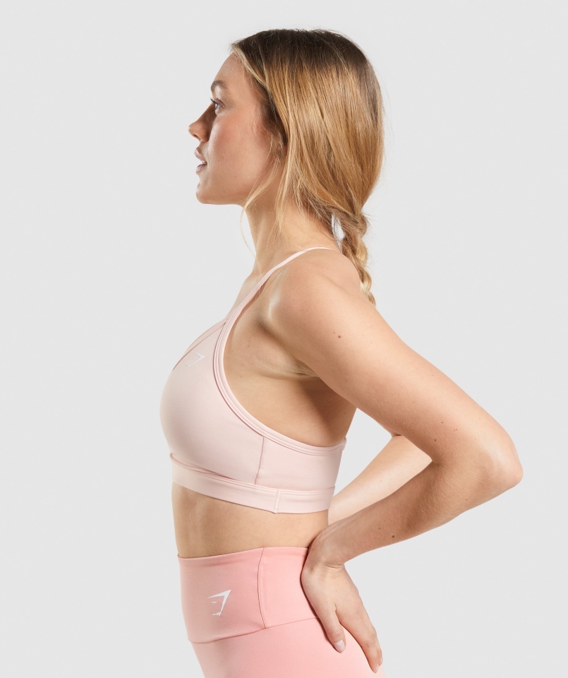 Gymshark Ruched Biustonosz Sportowy Jasnoróżowy