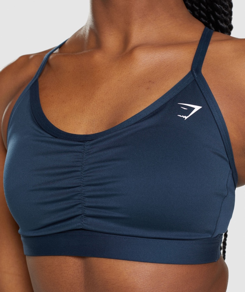 Gymshark Marszczony Biustonosz Sportowy Granatowy