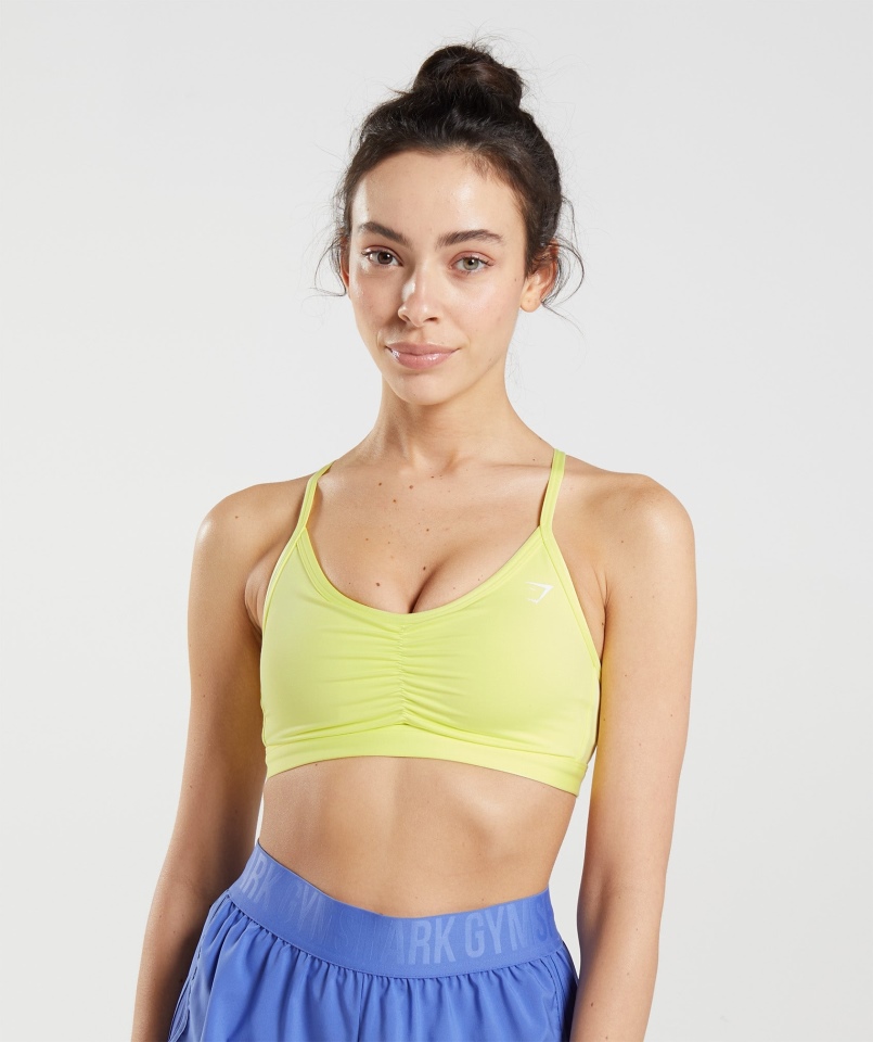 Gymshark Ruched Treningowy Stanik Sportowy Firefly Zielony