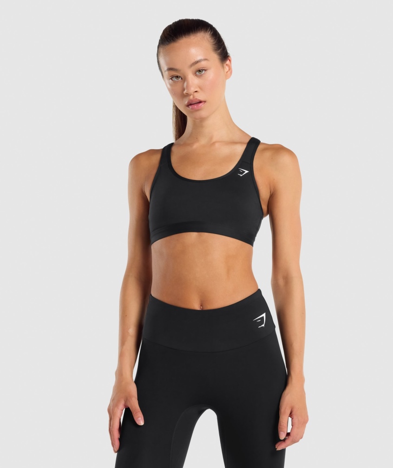 Gymshark Biustonosz Sportowy Z Wycięciem W Kolorze Czarnym