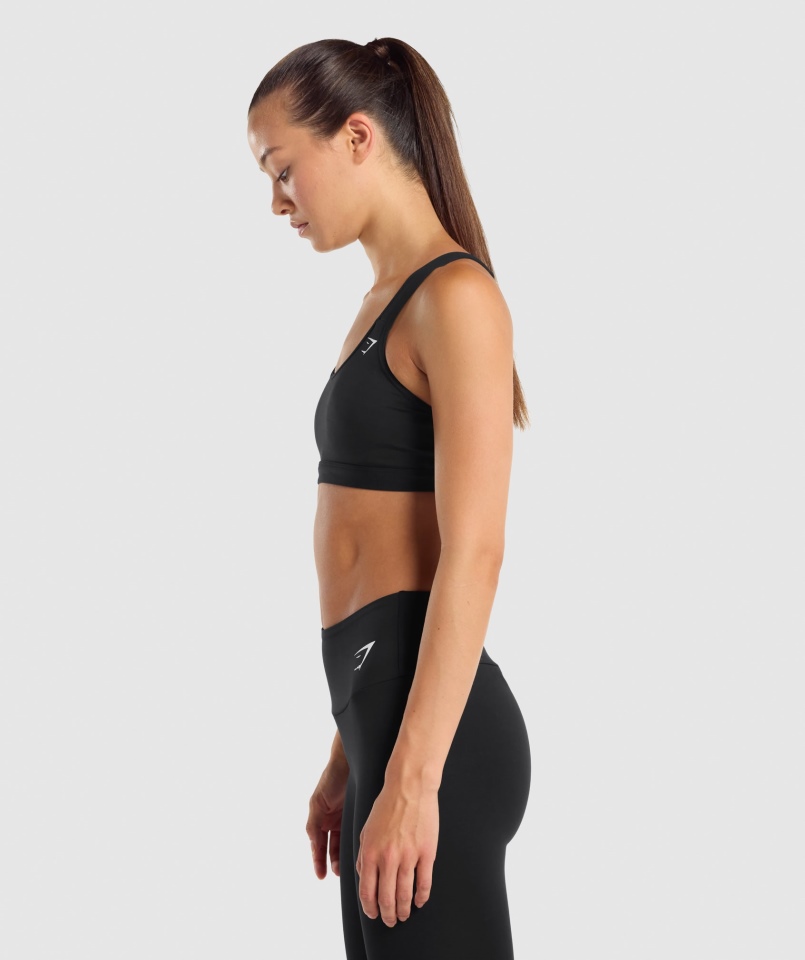 Gymshark Biustonosz Sportowy Z Wycięciem W Kolorze Czarnym