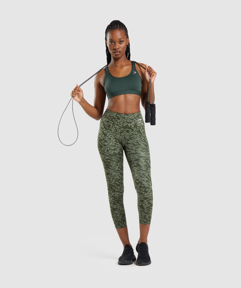Gymshark Biustonosz Sportowy Z Dekoltem W Szpic Obsydian Zielony