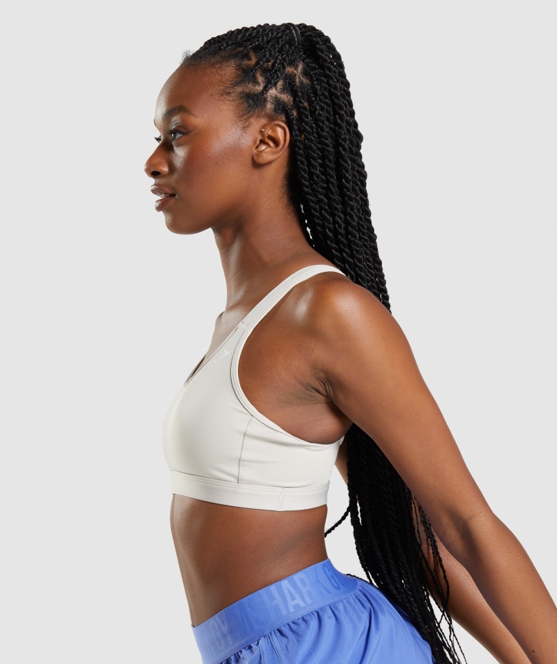 Gymshark Biustonosz Sportowy Z Okrągłym Dekoltem Pebble Grey