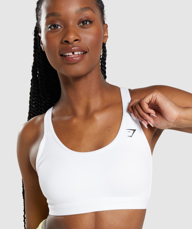Biustonosz Sportowy Gymshark Z Wycięciem W Szpic Biały