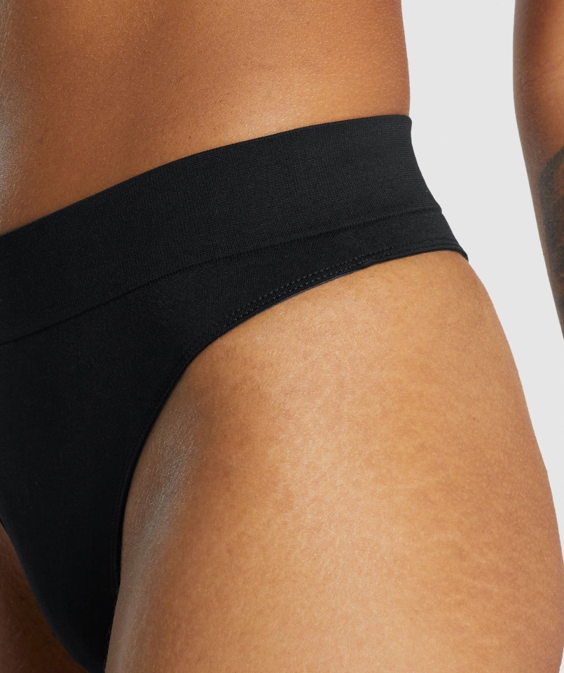 Gymshark Bezszwowe Stringi Z Wysokim Stanem Czarne