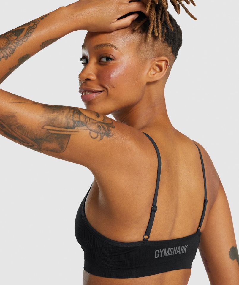 Gymshark Bezszwowa Braletka Z Niskim Dekoltem W Kolorze Czarnym