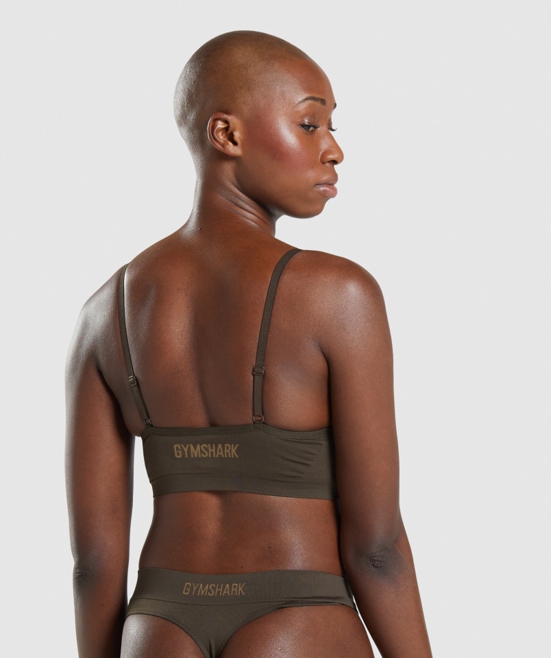 Gymshark Bezszwowa Braletka Z Niskim Dekoltem Espresso Brązowa