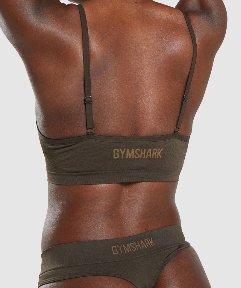 Gymshark Bezszwowa Braletka Z Niskim Dekoltem Espresso Brązowa