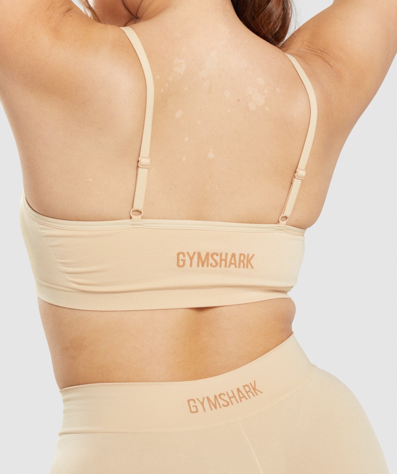 Gymshark Bezszwowa Braletka Z Wycięciem Pod Szyją Płowa Jasnobrązowa