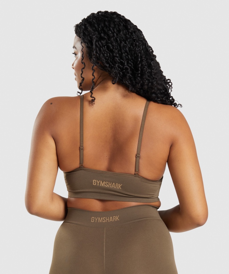 Gymshark Bezszwowa Bralette Z Wycięciem W Kolorze Orzecha Brązowego