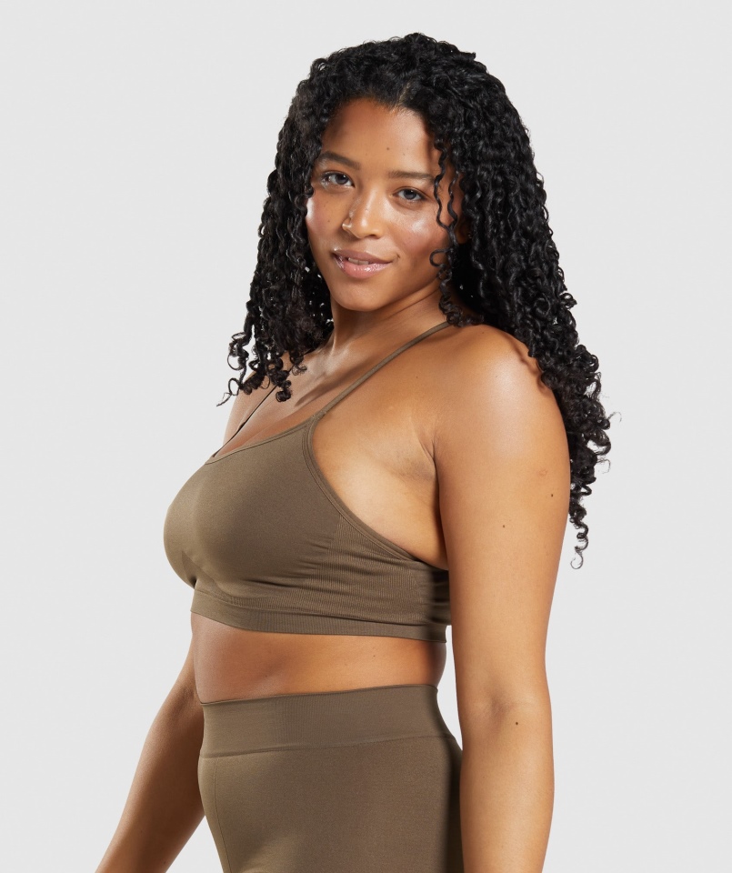 Gymshark Bezszwowa Bralette Z Wycięciem W Kolorze Orzecha Brązowego