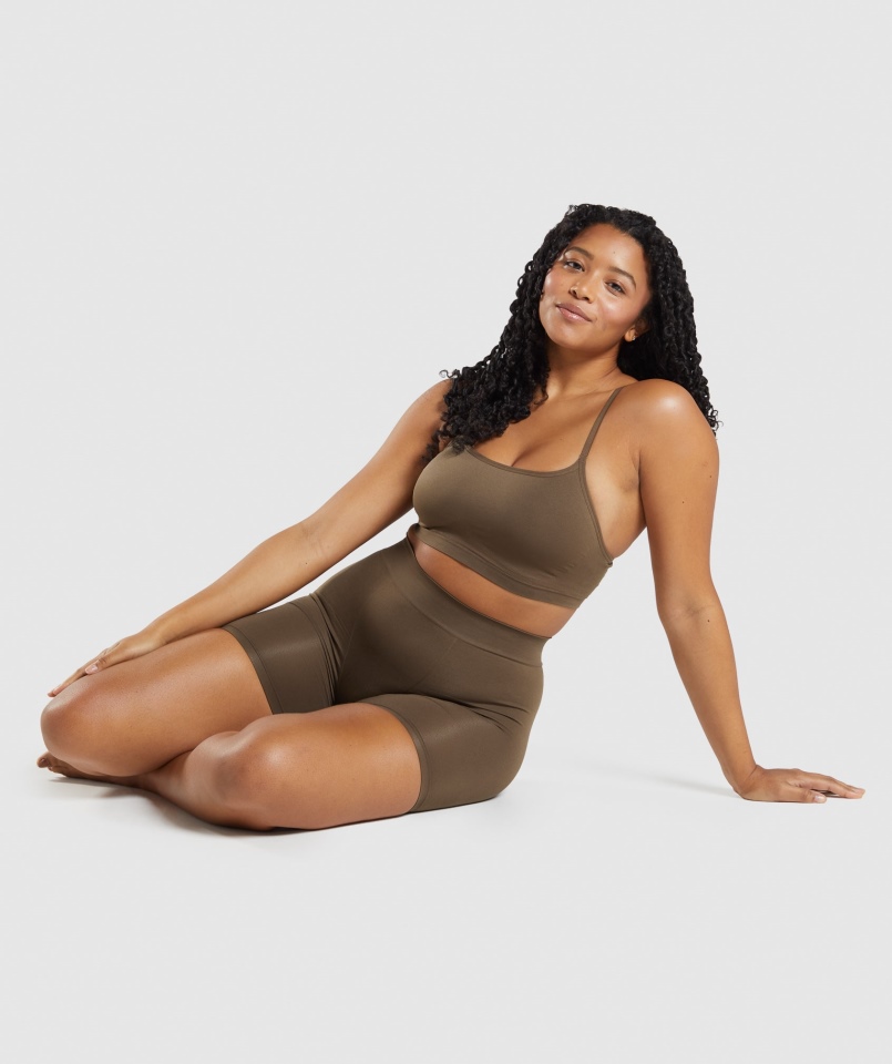 Gymshark Bezszwowa Bralette Z Wycięciem W Kolorze Orzecha Brązowego