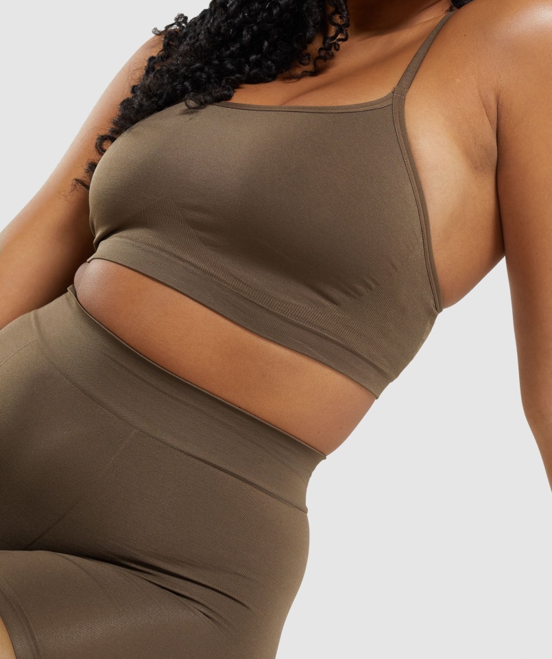 Gymshark Bezszwowa Bralette Z Wycięciem W Kolorze Orzecha Brązowego