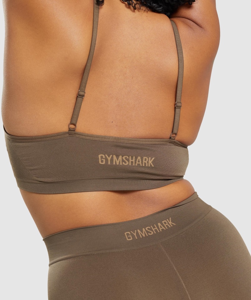 Gymshark Bezszwowa Bralette Z Wycięciem W Kolorze Orzecha Brązowego