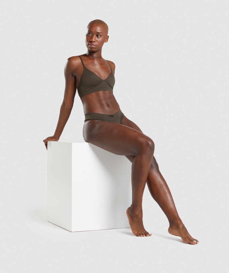 Gymshark Bezszwowe Stringi Espresso Brown