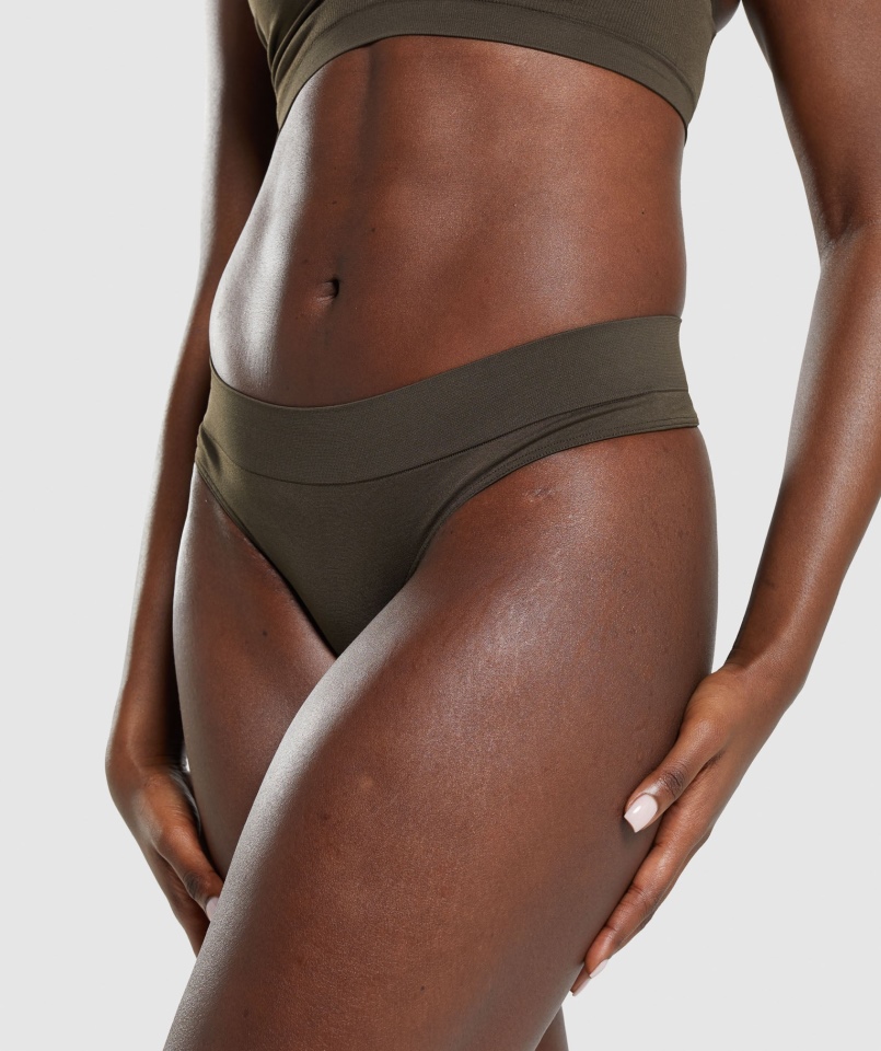 Gymshark Bezszwowe Stringi Espresso Brown