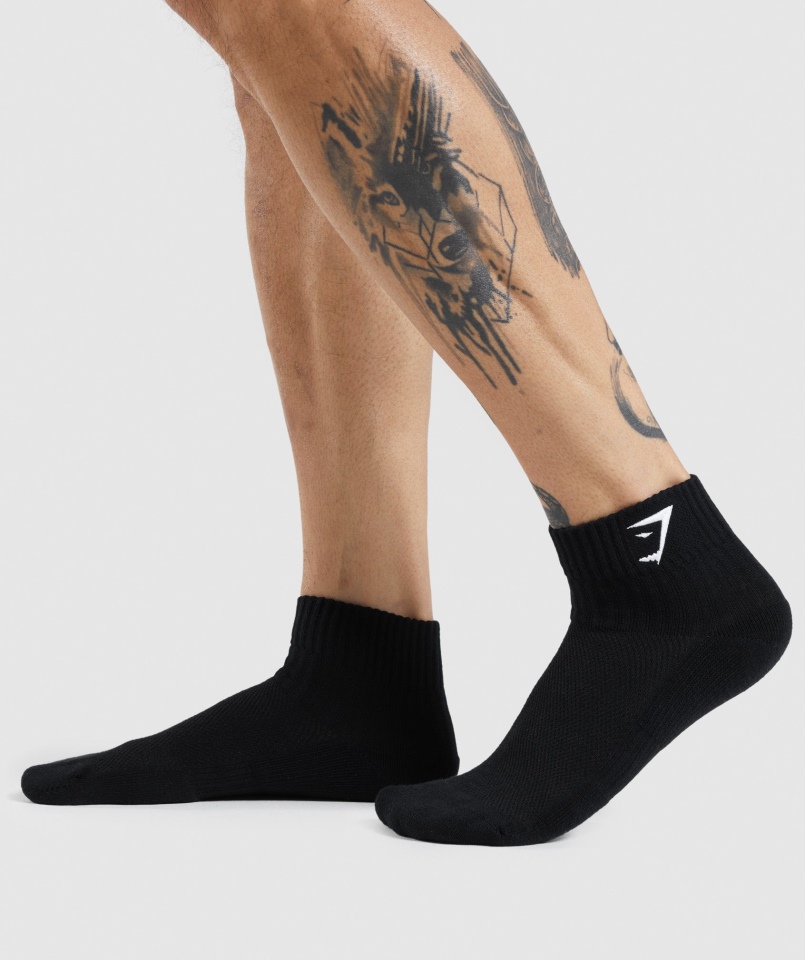 Gymshark Sharkhead Haftowane ćwiartki 2 Szt Biało-czarne