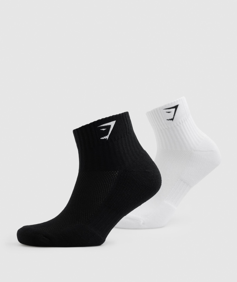 Gymshark Sharkhead Haftowane ćwiartki 2 Szt Biało-czarne