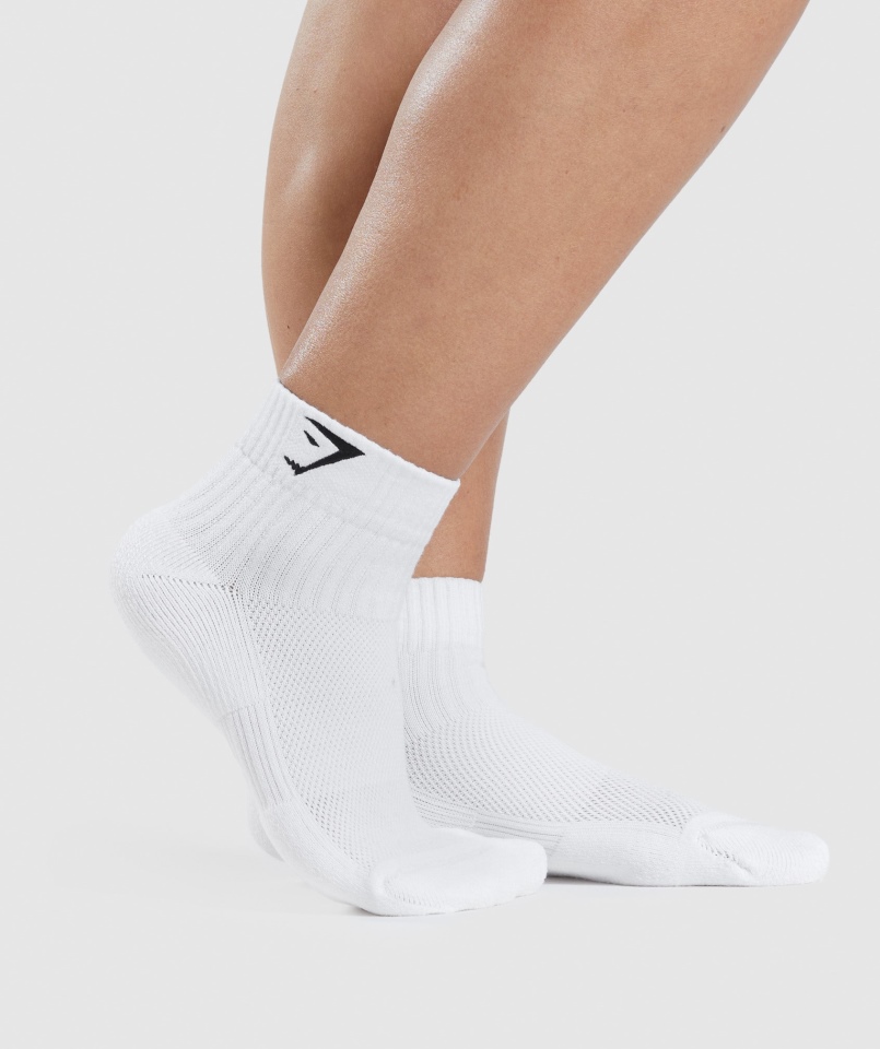 Gymshark Sharkhead Haftowane ćwiartki 2 Szt Biało-czarne
