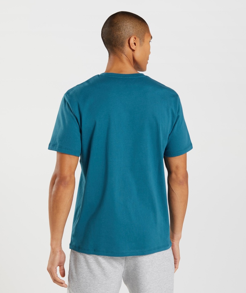 Gymshark Sharkhead T-shirt Z Wypełnieniem Atlantic Blue