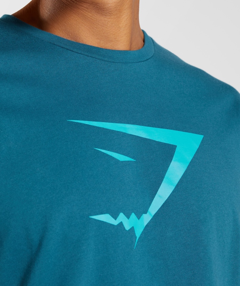 Gymshark Sharkhead T-shirt Z Wypełnieniem Atlantic Blue