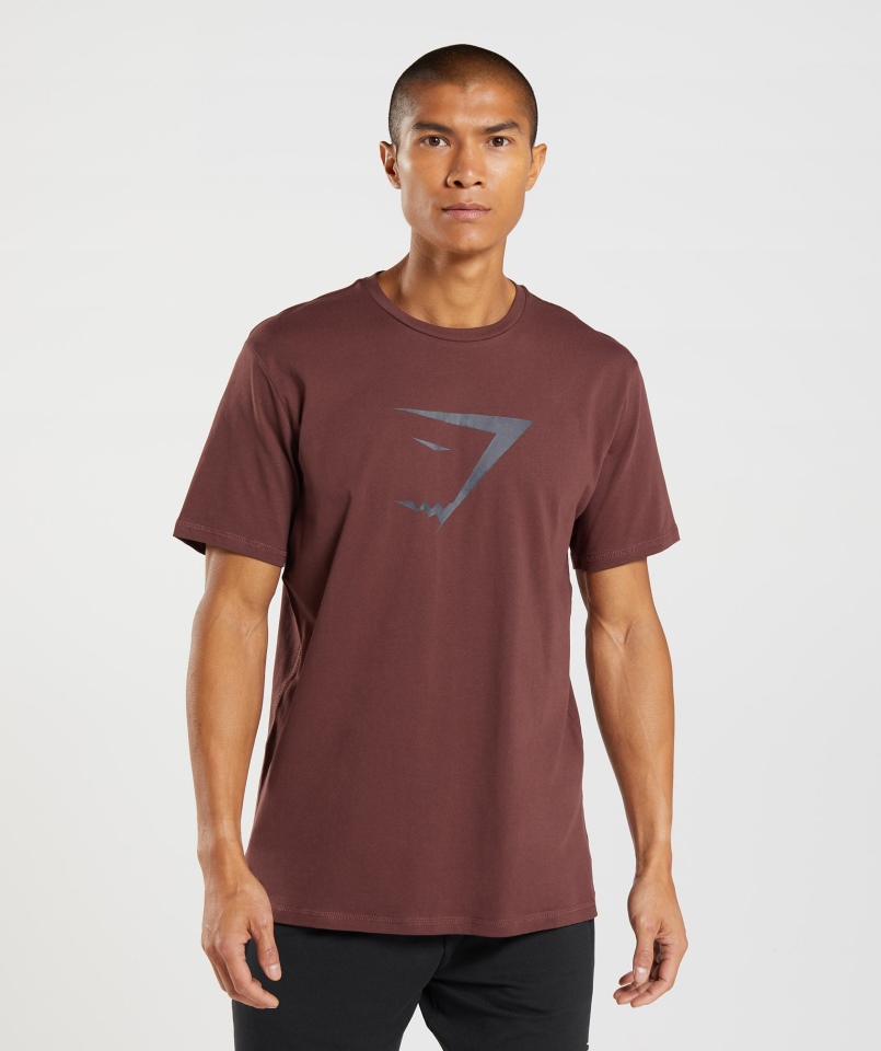 Gymshark Sharkhead Wypełnienie T-shirt Wiśniowy Brąz